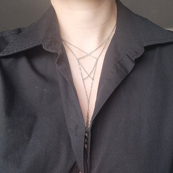 Gothic silver lace-up chain rosary necklace ✦ handmade medieval chainmaille ✦ - Picture 10 of 10